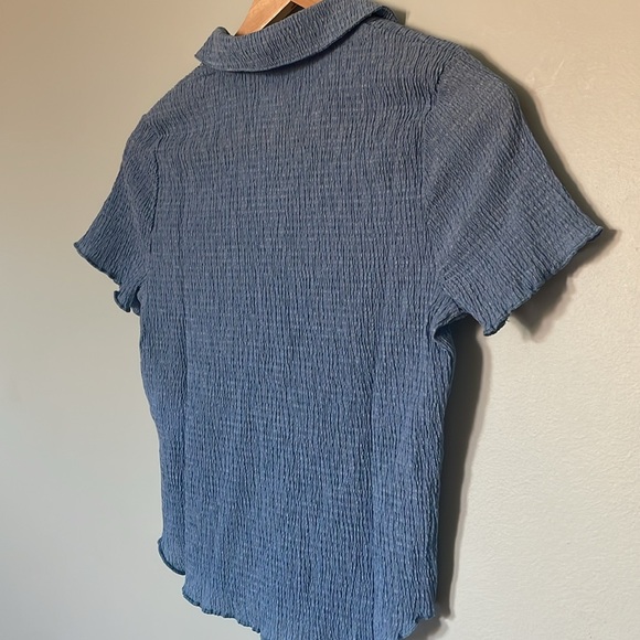 Madewell | crinkle polo crop tee size XS tranquil lake blue - Picture 8 of 12